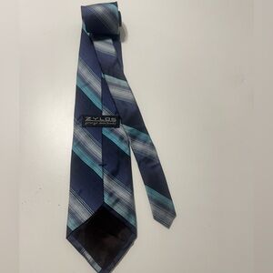Zylos Navy and Aqua Striped Men's Tie